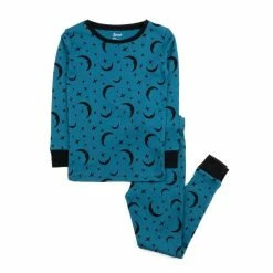 Pajamas Toddlers Leveret Moon Print Pajama Set