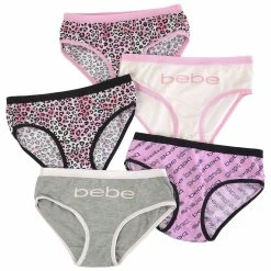 Girls Bebe 5pk. Logo Leopard Bikini Underwear