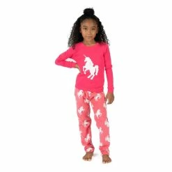 Pajamas Toddler Girl Leveret Unicorn Print Top And Pants Pajama Set