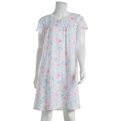 Pajamas Plus Size Aria Short Sleeve White Ditsy Knit Nightshirt