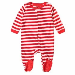 Baby Unisex (3-24M) Leveret Striped Footie Fleece Pajamas