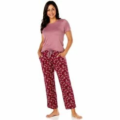Pajamas Womens IZOD® Short Sleeve 2pc. Hacci Floral Pajama Set