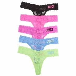 Underwear Juniors Juicy Couture 5pk. Lace Thongs With Flocking JC8504-5PKAB