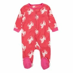 Toddler Girl Leveret Pink Unicorn Footie Fleece Pajamas