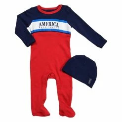 Pajamas Baby Boy (3-9M) Perry Ellis America Sleeper & Hat Set - Orange