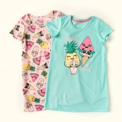 Pajamas Girls (4-6x) René Rofé 2pk. Sweet Dreams Fruit Nightgowns